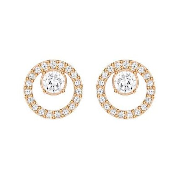 NWT SWAROVSKI Creativity Stud Earrings Circle Sparkle Rose Gold-Plated Timeless - Picture 2 of 12
